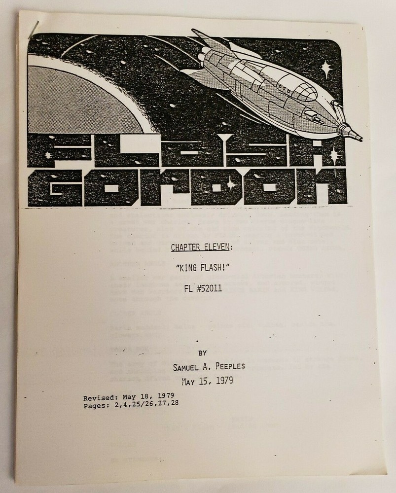 FLASH GORDON / Samuel A. Peeples 1979 TV Script, "Chapter Eleven: King Flash"
