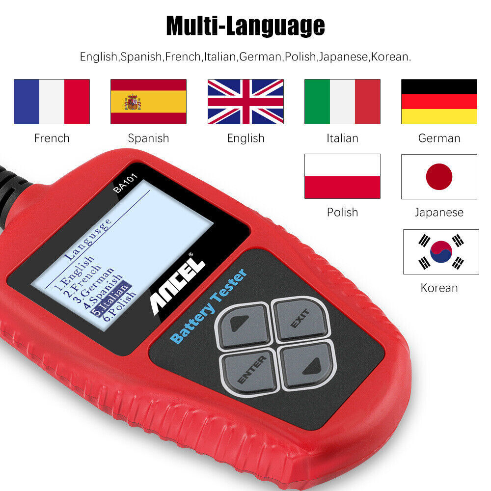 ANCEL BA101 12V Car Battery Load Tester Analyzer 100~2000CCA with Protective Bag