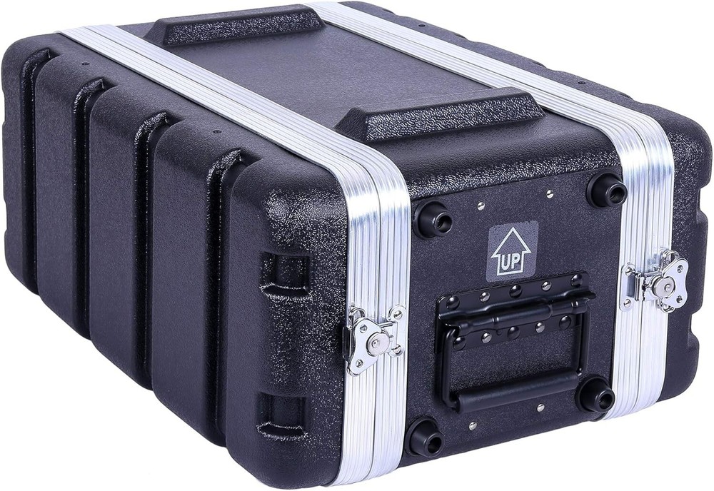 Crossrock Stackable 4U Rack Case, Shallow 14.25” Depth, Polyethylene Hard-Black