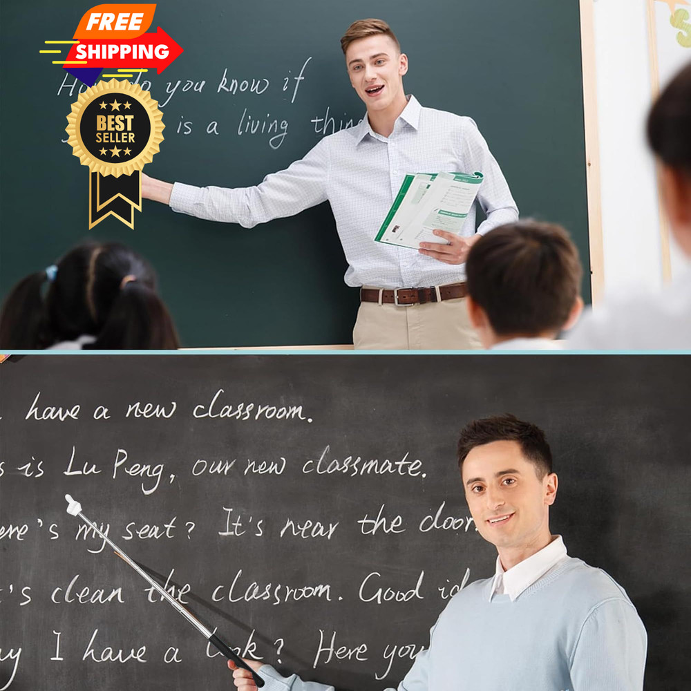 2Pcs Telescopic Teachers Pointer, Mini Pointer Finger Retractable, Black