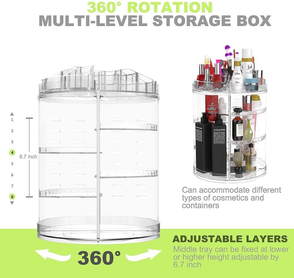 Boxalls Makeup Organizer Rotating, 8-Layer Large Capacity Cosmetics Organizer...