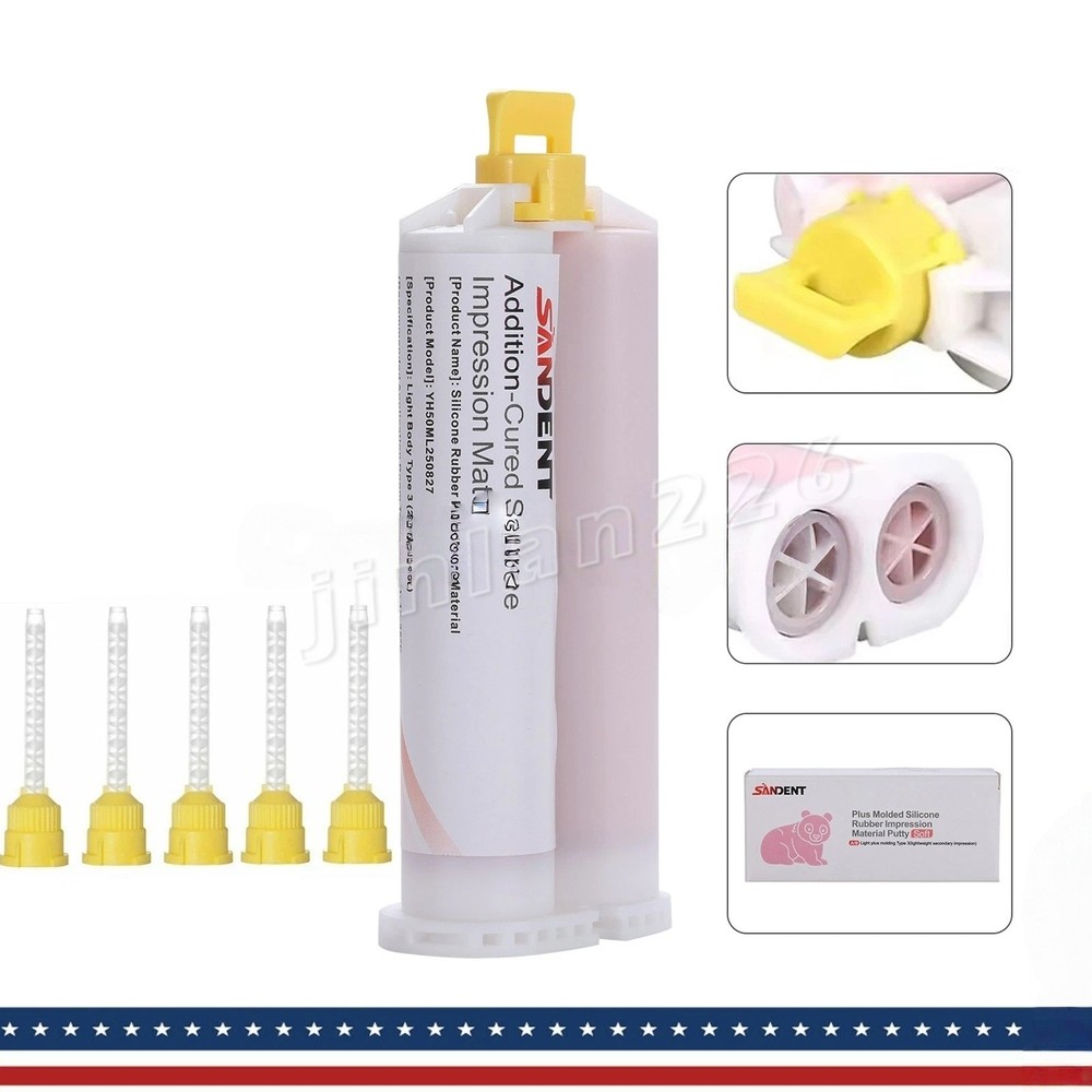 Dental Impression Material silicone Putty Normal Fast Set Light Body 50ML 5*Tips