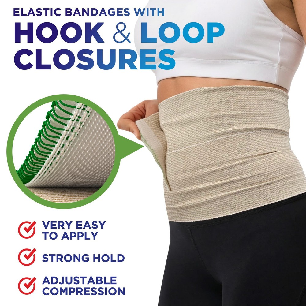 Elastic Bandage Wrap - 6” (10pk) - Strong Compression - Self-Closing 10 Pack