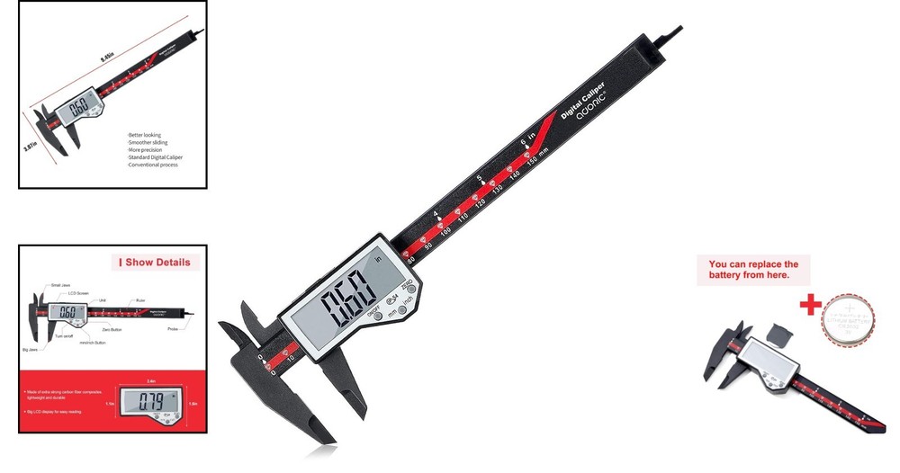 Precision 0-6" Electronic Caliper - Includes Spare Battery & LCD Display