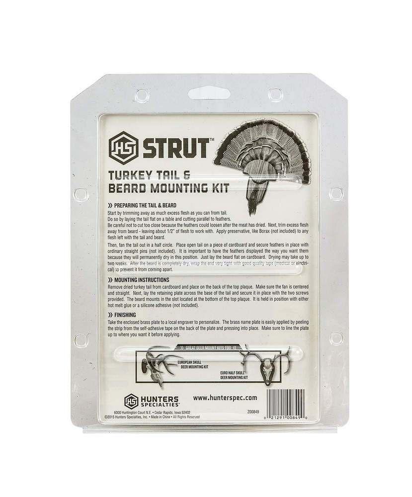 Turkey Tail & Beard Mounting Kit Trophy Mount Plaque Hardware Included Hunters E