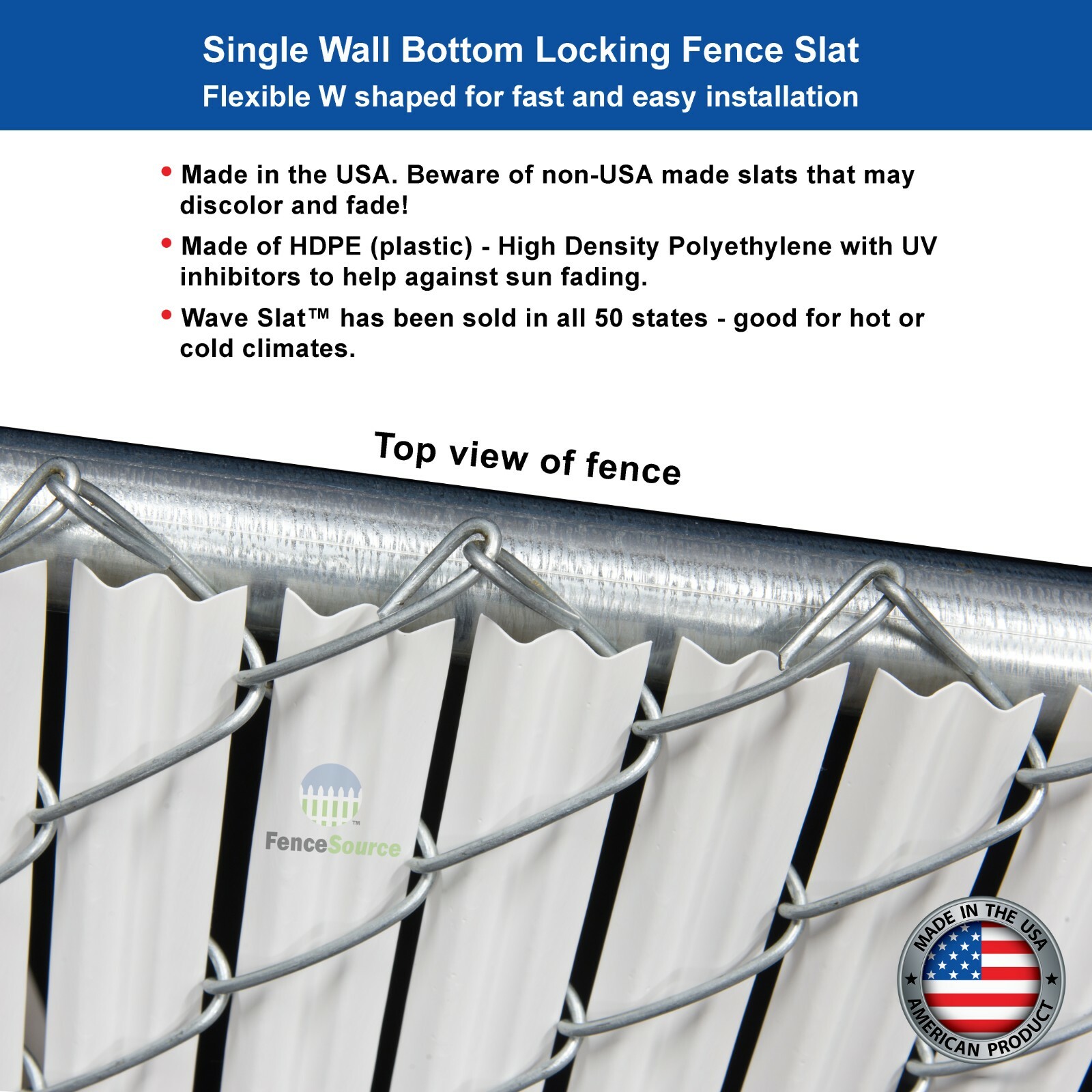 6 ft High Gray Wave Slat™ Single Wall Privacy Chain Link Fence Slats