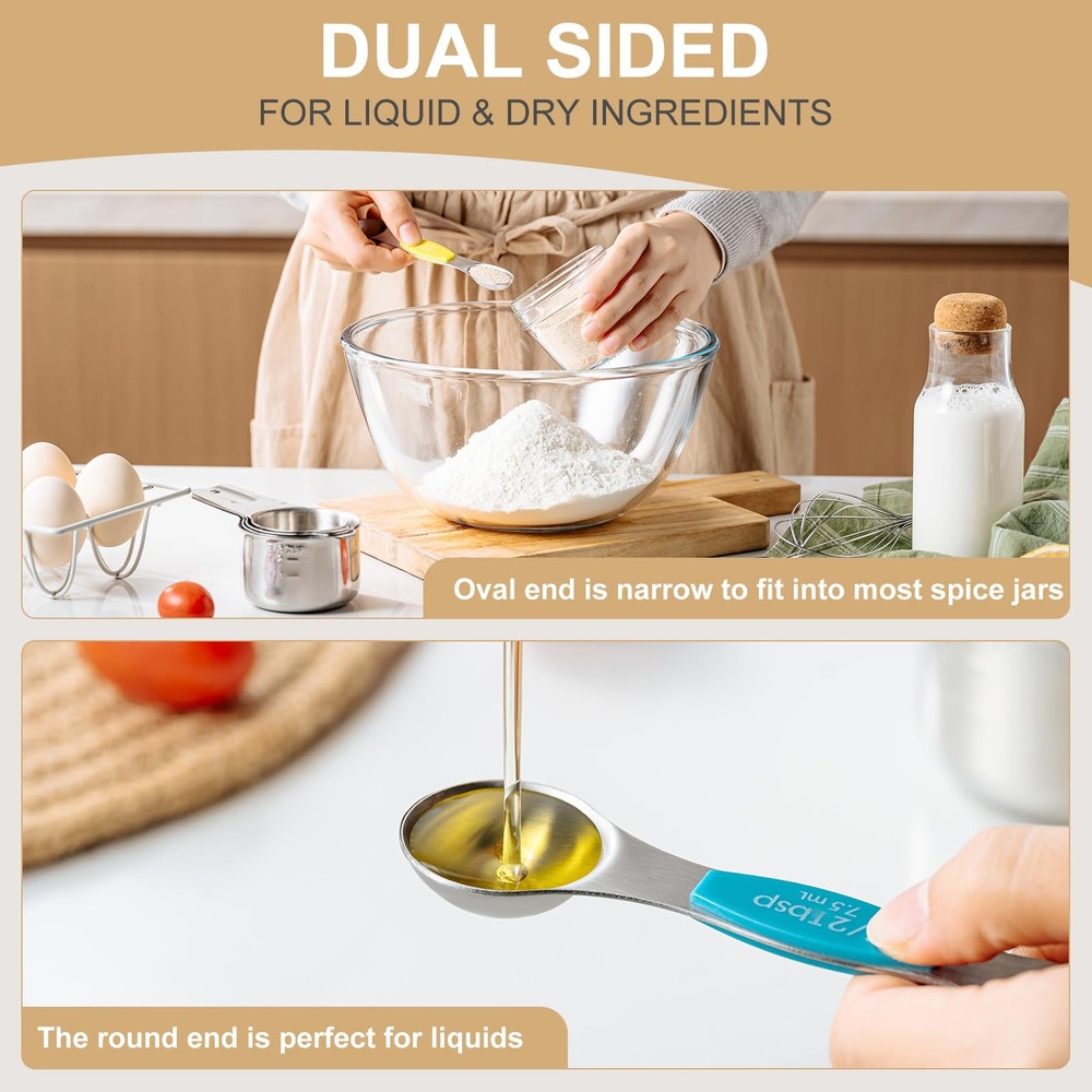 Stainless Steel Measuring Cups & Spoons Set, Kitchen Tools Nesting Measuring ...