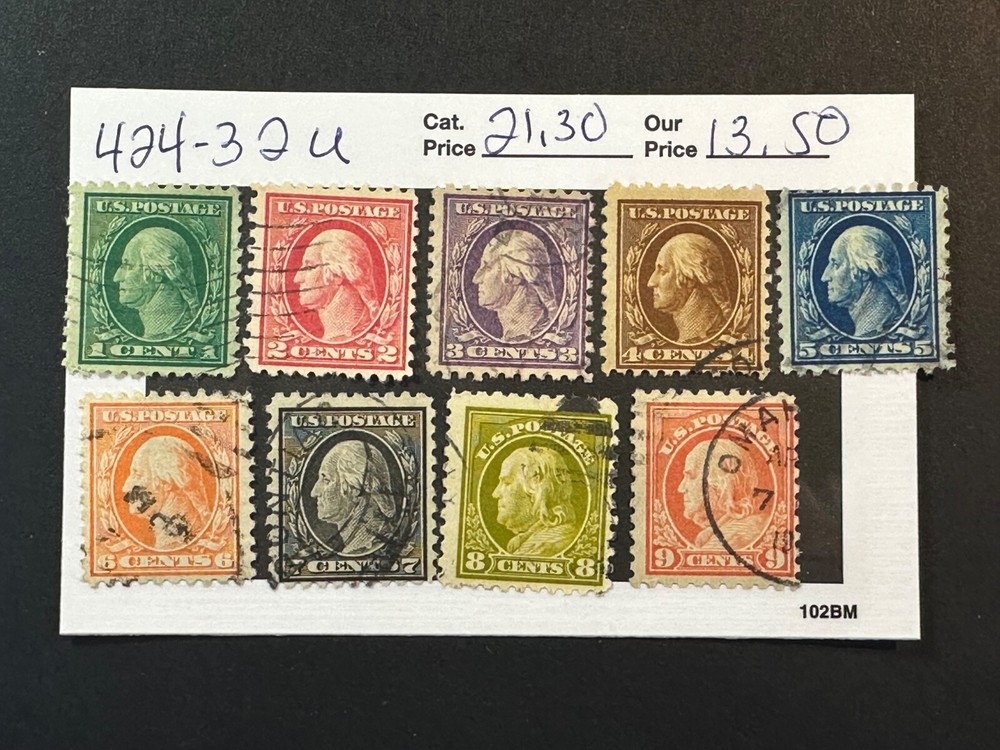 Scott # 424-32      2024 Scott Catalogue Value $ 21.30