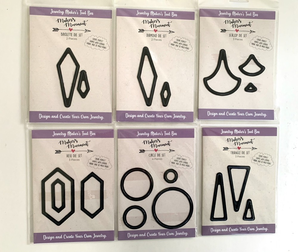 6 Pkgs Jewelry Maker's Tool Box Dies 6 Shapes Multiple Sizes per Shape