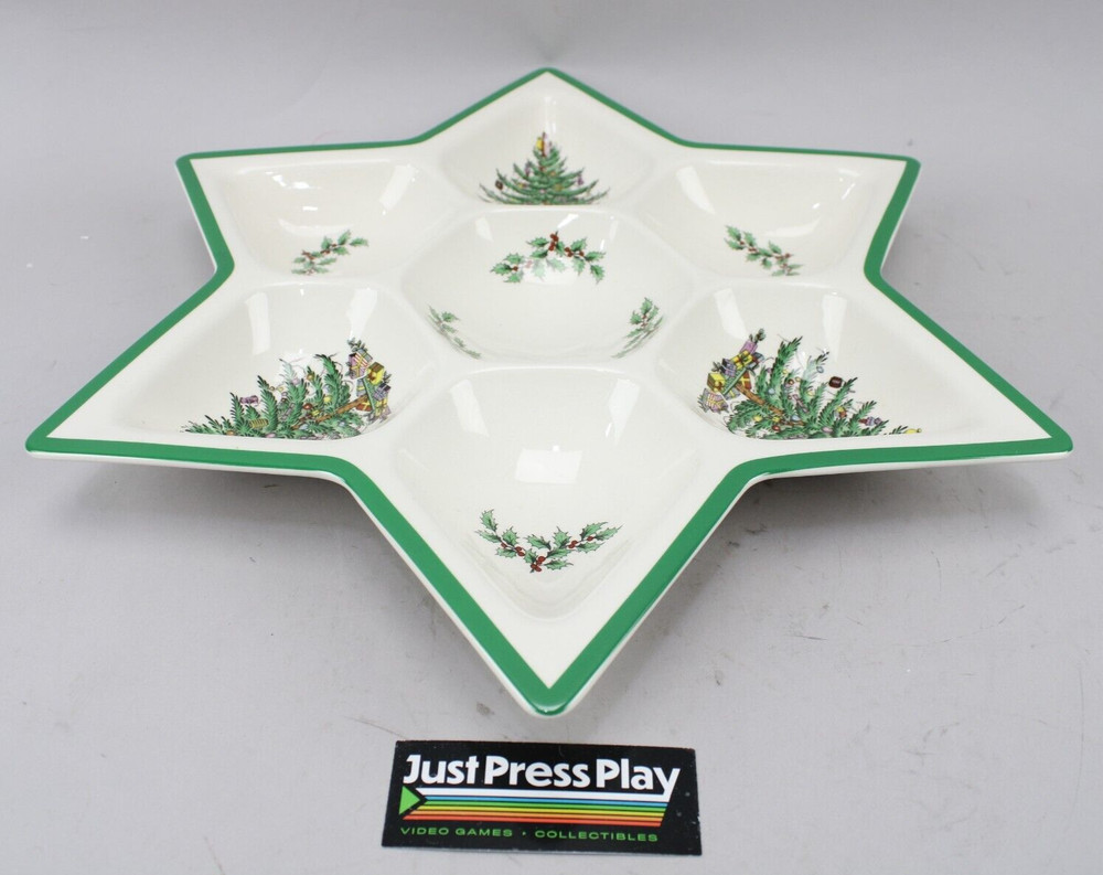 Spode Christmas Tree Hors D'oeuvre Tray Made In England Large 16" - Never Used!