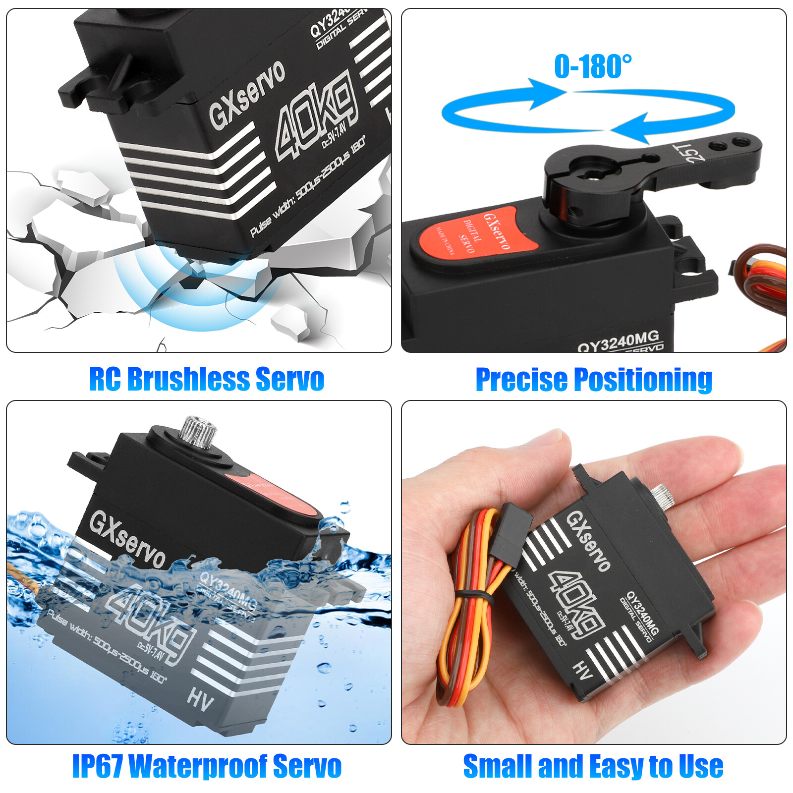 40KG Metal Gear Digital Servo 25T Arm HIGH TORQUE& SPEED for 1/8 1/10 RC Control