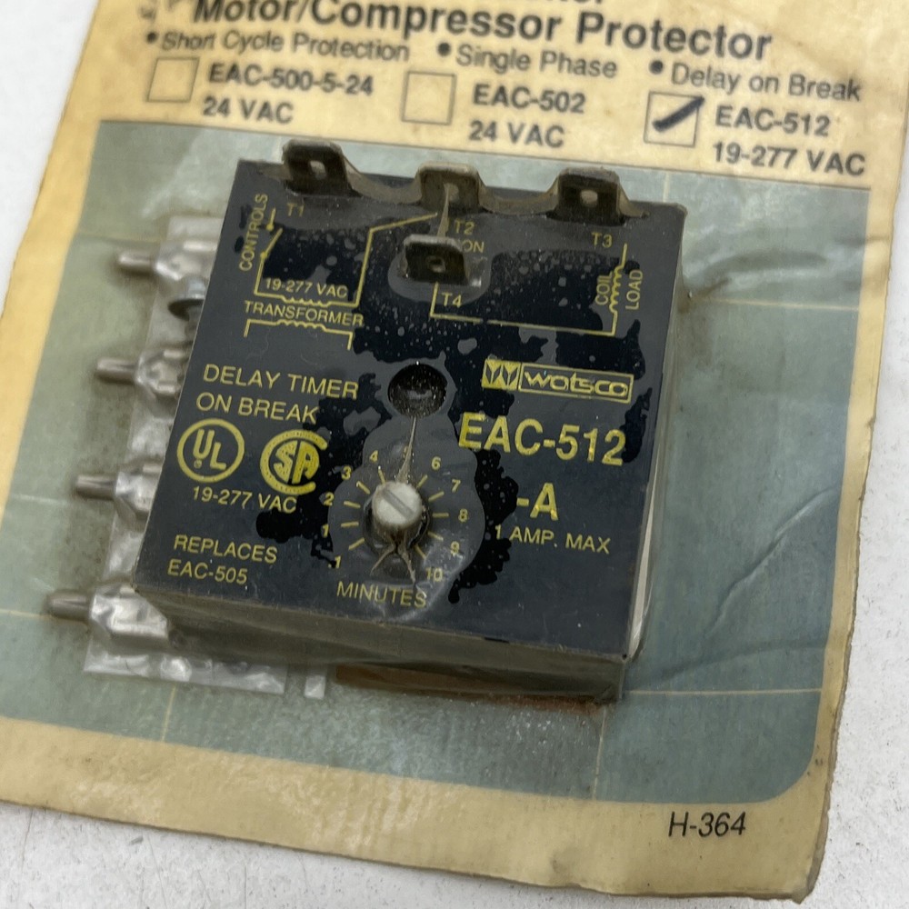 Watsco EAC-512-A Adjustable Time Delay Relay 19-277VAC