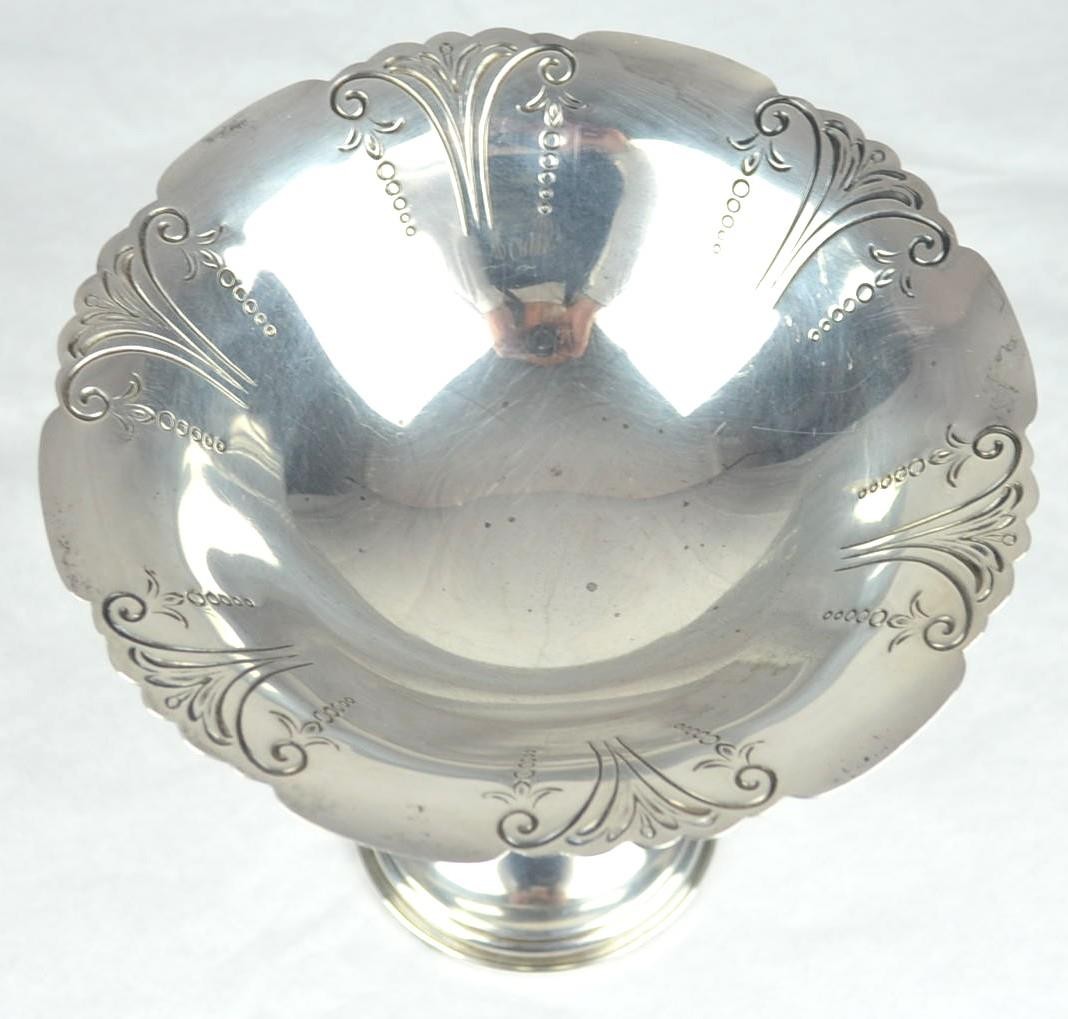 VINTAGE CLARENCE A VANDERBILT STERLING SILVER COMPOTE PEDESTAL DISH c1930's - 5"
