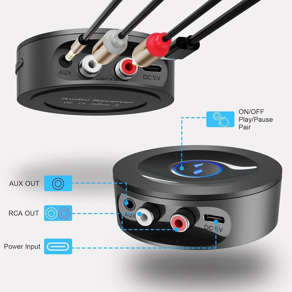 bluetooth receiver for wireless hd audio hifi music streaming low latency