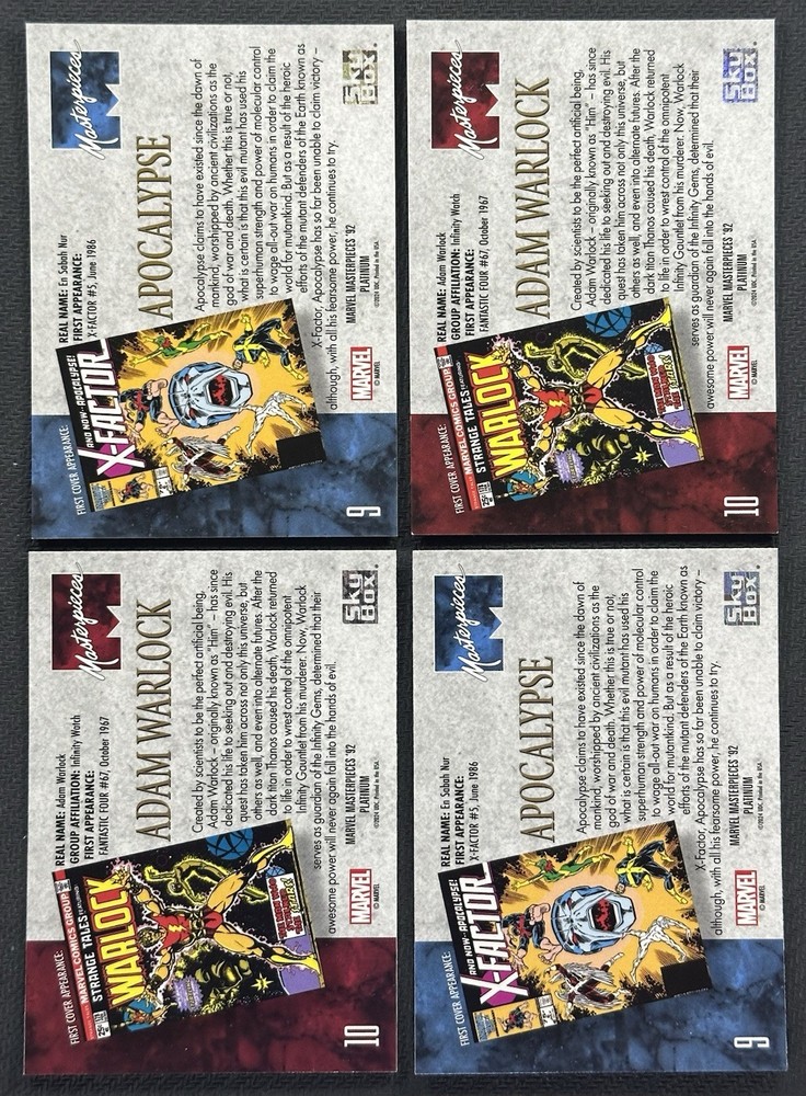 2024 Marvel Masterpieces '92 Platinum Complete Base Set 1-100 (Plus Error Cards)
