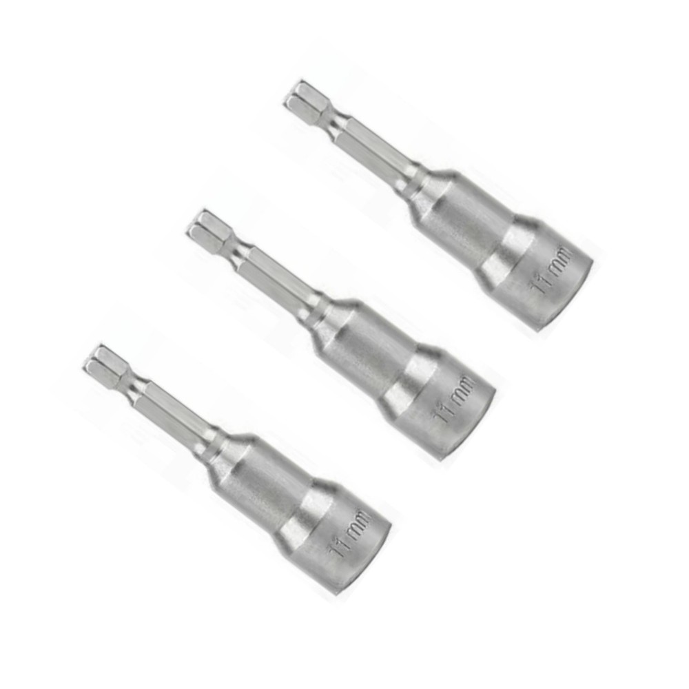 3pcs 1/4 Shank Strong Magnetic 11mm Hex Socket Driver Screw Adapter Tool Bits C