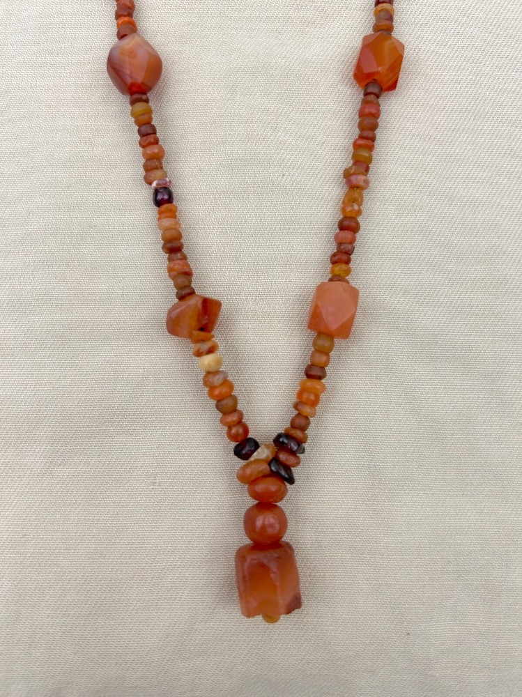 Ancient Bactrian Banded Agate and Carnelian Beads