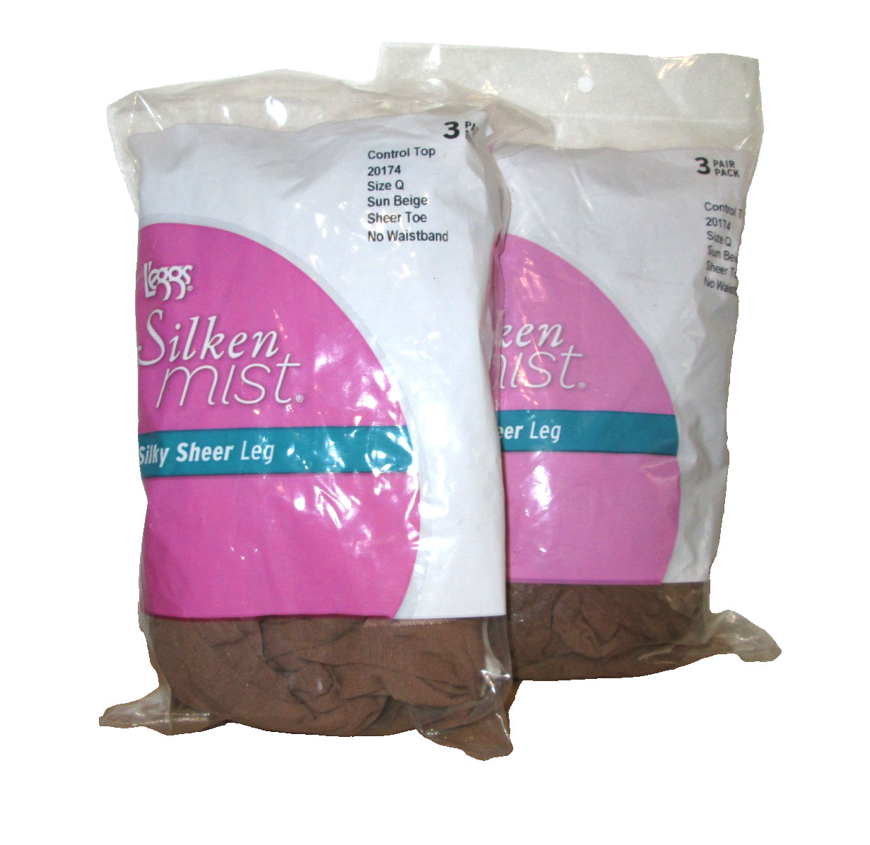 New Womens Leggs L'eggs 6 Pairs Silken Mist Control Top Pantyhose Suntan Q