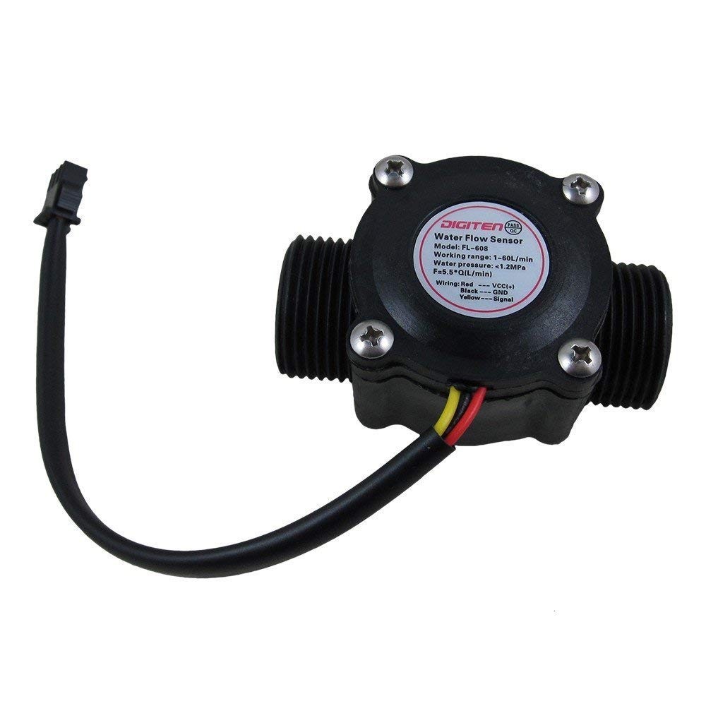 DIGITEN G3/4" Water Flow Sensor, Hall Effect Sensor 15cm Cable Length