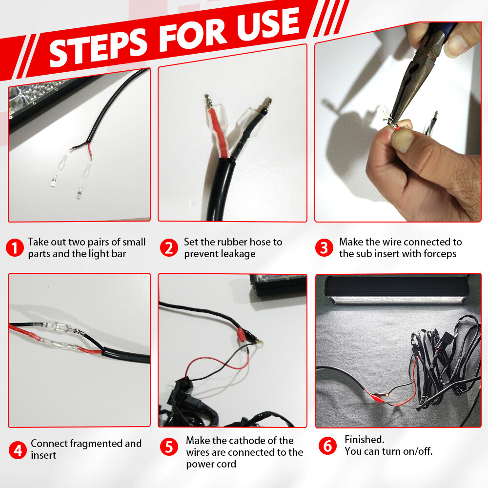 2-Lead Wiring Harness Kit ON-OFF Switch Offroad Relay Fuse LED Work Light Bar