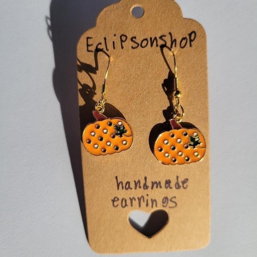 Handmade Gold Pumpkin Earrings
