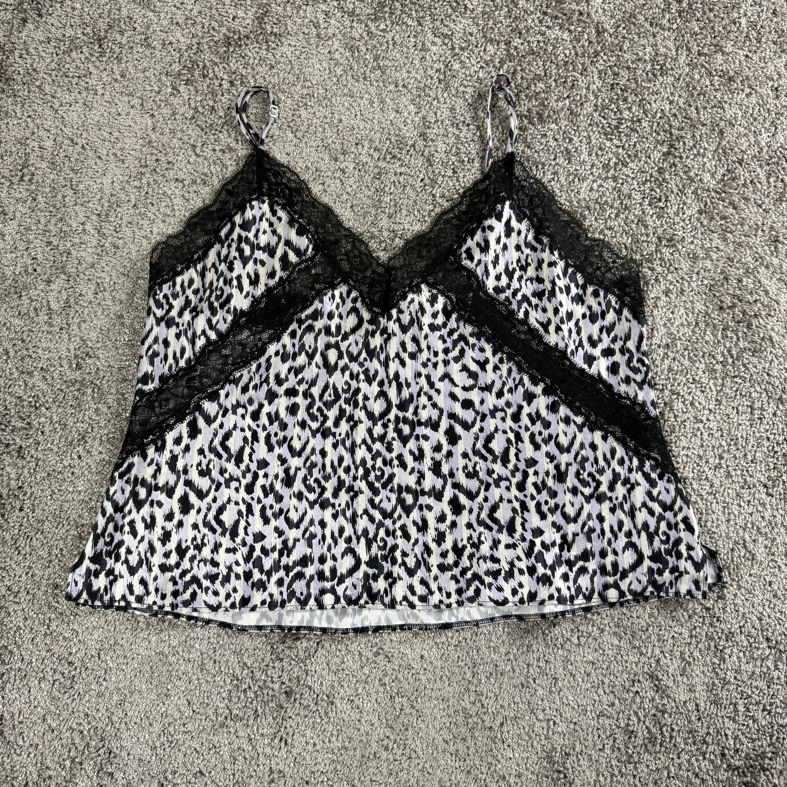 Victoria’s Secret Y2K Babydoll Cami Womens Large Leopard Print Lace Coquette