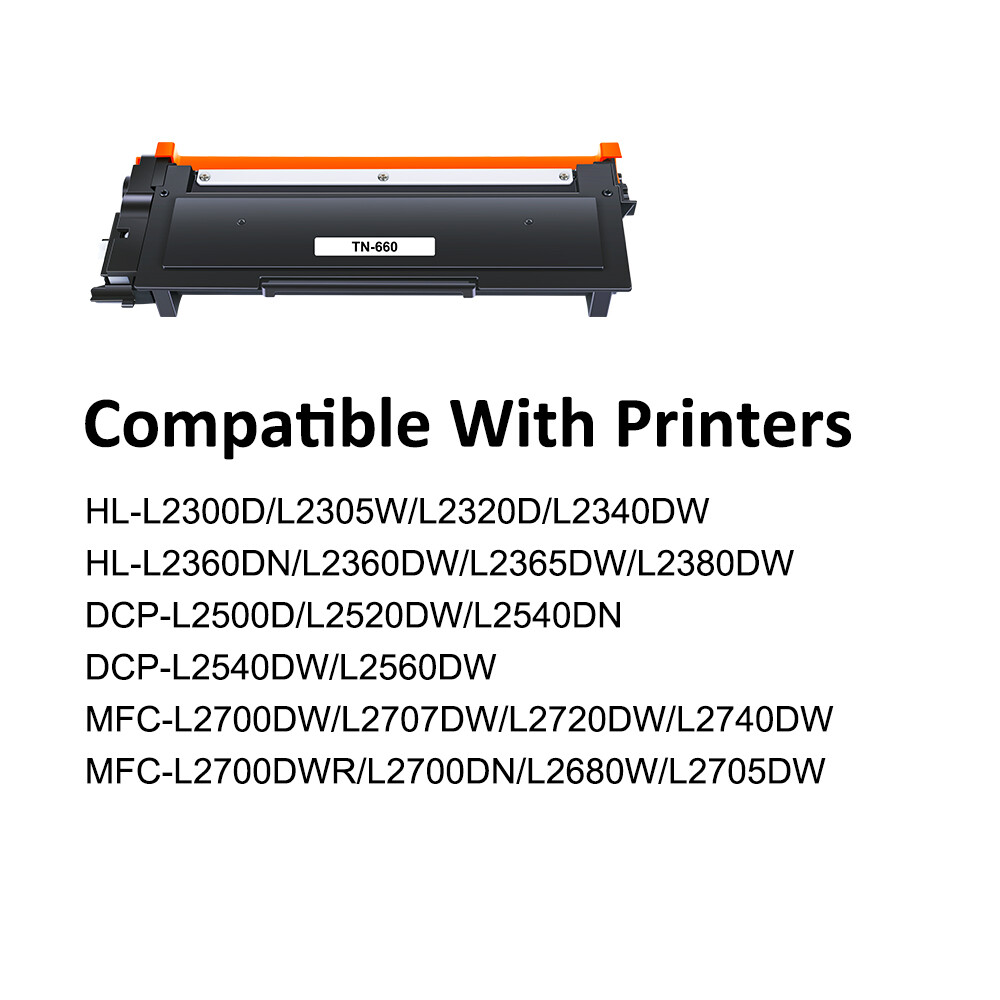 4 Pack Toner Cartridge for Brother TN660 TN-660 MFC-L2700DW HL-L2340DW HL-L2300D