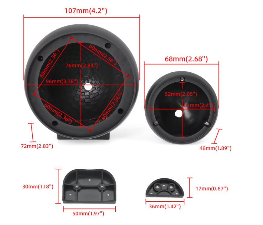 Tweeter Pods Midrange & Tweeter 2-Way Speaker Bracket Mount Enclosure Plastic