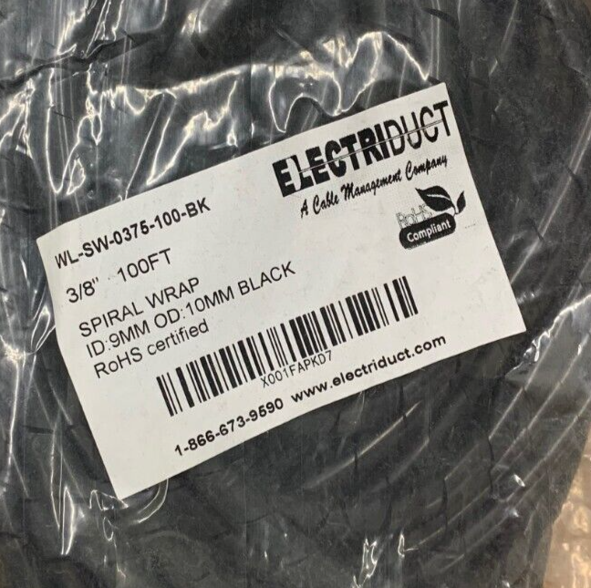 Electriduct 3/8" Spiral Cable Wrap Polyethylene Expandable Abrasion Protector
