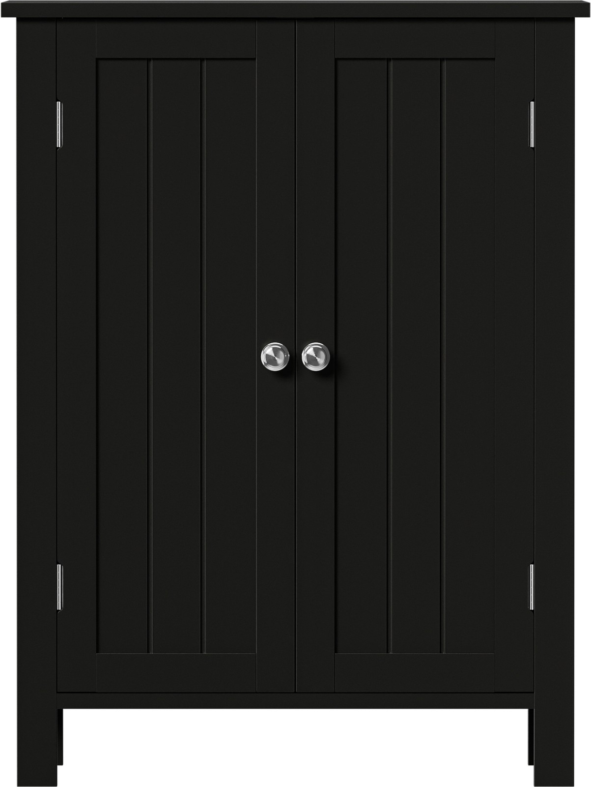 Bathroom Floor Storage Cabinet with Adjustable Shelf Double Door Organizer Black