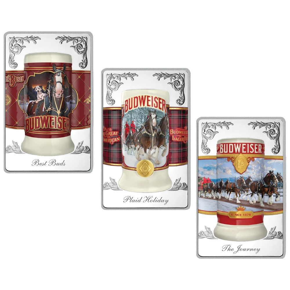 Budweiser Beer Stein Set of 3 Bars in Gift Box