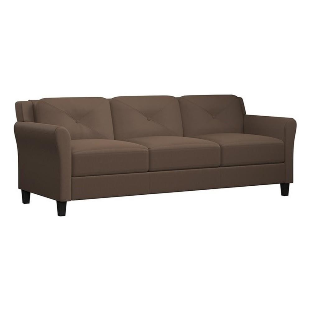 Bowery Hill Cushion Back Transitional Polyester Microfiber Sofa in Brown