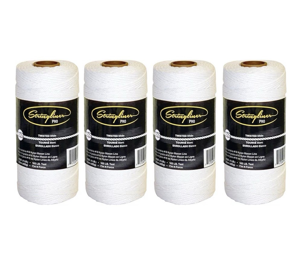 x4 Rolls Stringliner Mason’s Line Replacement Rolls 1 Pound White String (4lb)