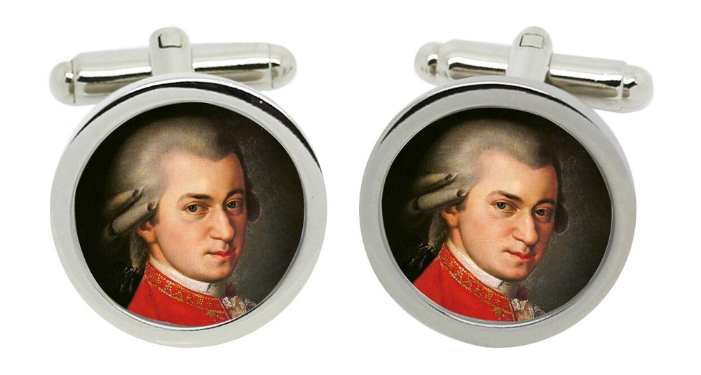 Wolfgang Amadeus Mozart Cufflinks in Chrome Box