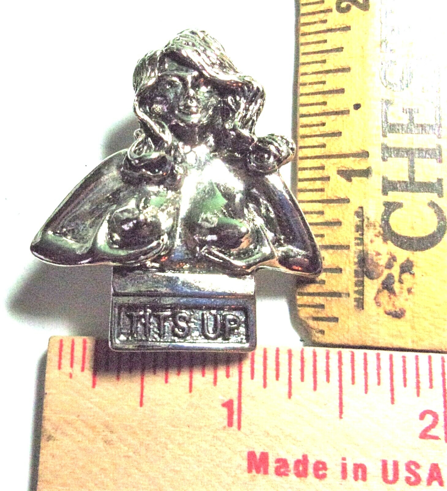 Tits Up pin vintage collectible old boobs breasts pinback biker vest badge