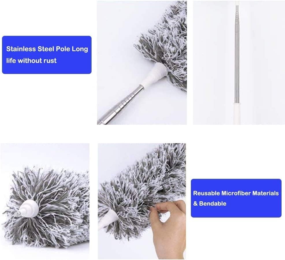 100-Inch Microfiber Duster with Bendable Head for Effortless High Cleaning