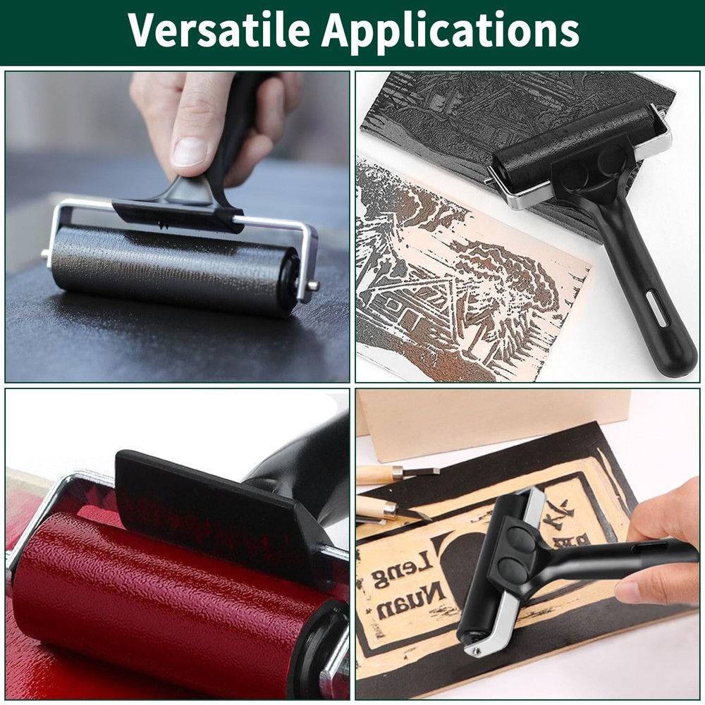 4 Inch Brayer Roller Printmaking Rubber Press Roller for Crafts Projects Ink
