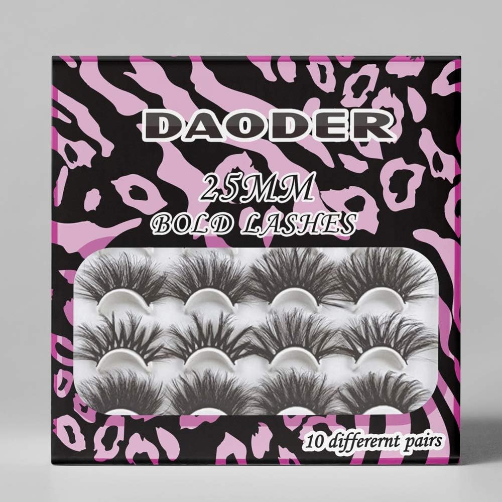 DAODER False Eyelashes 25MM Mink Lashes Dramatic Look Fluffy Long Fake Black