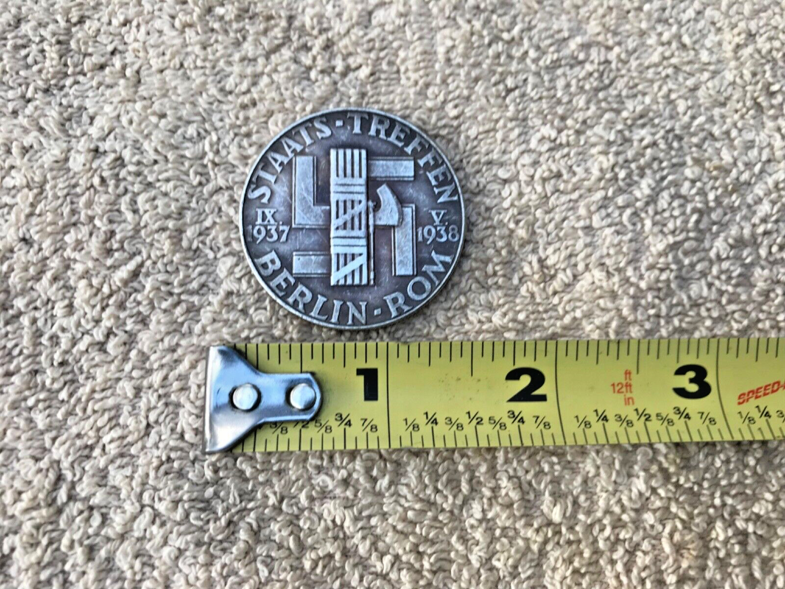 1937 1938 GERMAN FUEHRER ITALIAN MUSSOLINI PACT OF STEEL WWII COMMEMORATIVE COIN