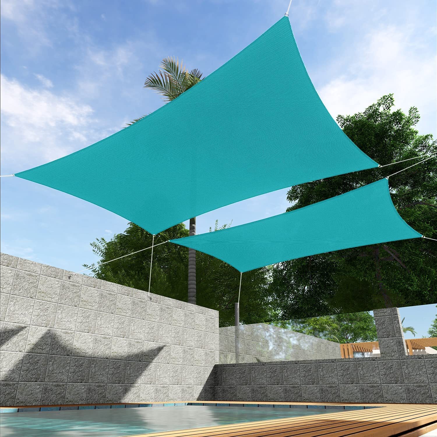 TURQUOISE Rectangle Sun Shade Sail Fabric Awning Top Canopy Patio Custom 2-16 FT