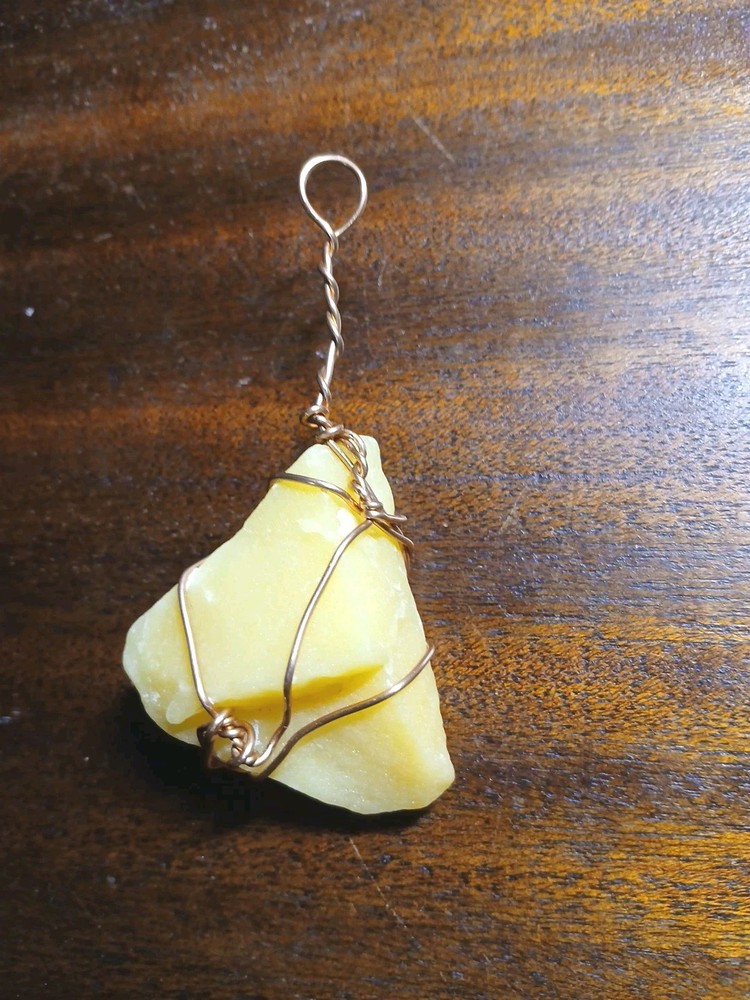 Copper wire wrapped Orange Calcite