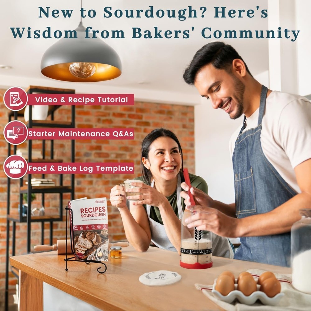 Complete Sourdough Baking Set - 38oz Kit with Step-by-Step Cookbook & Supports
