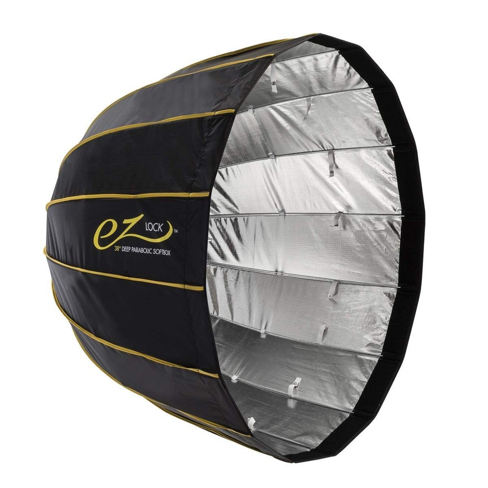 Glow EZ Lock 38" Deep Parabolic Quick Softbox, 16-Sided black, silver