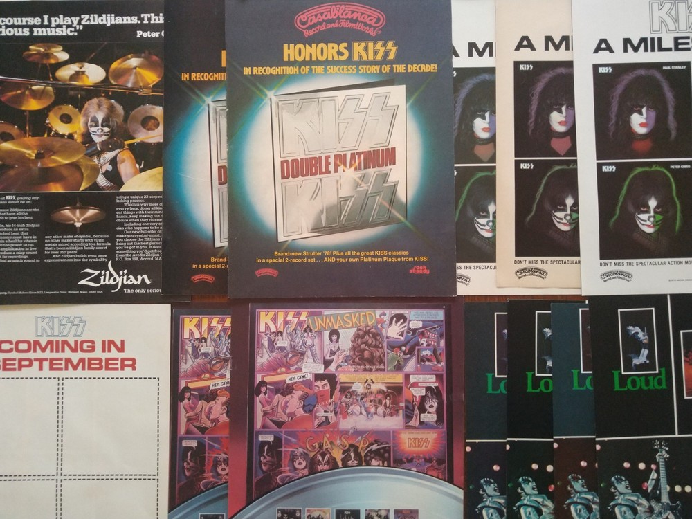 KISS Vintage Various Magazine Adverts 27 total Single sheets.