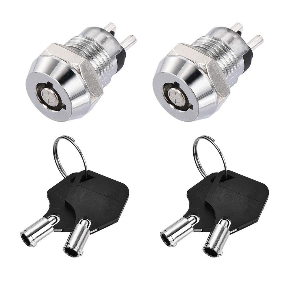 uxcell 12mm 2 Positions Key Locking Push Button Switch with 2 Keys NO-OFF...