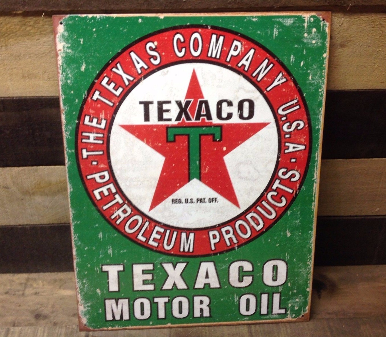 Texaco Petroleum Products Gasoline Metal Sign Tin Vintage Garage Auto Motor Oil