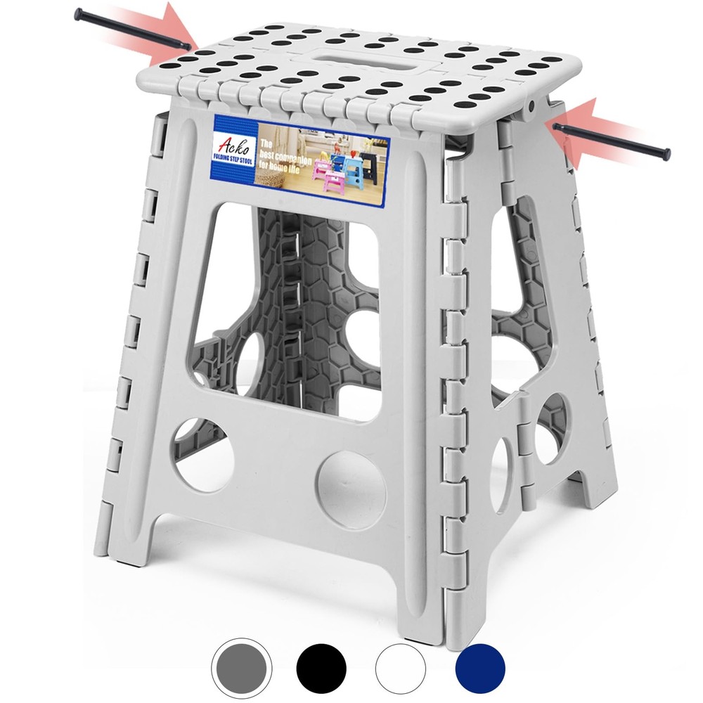 Folding Step Stool Foldable 16 Inch Stool 400 lbs CapacityPlastic Stools for ...