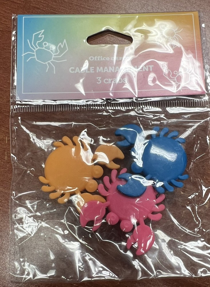Cable Management 3 Crabs Pink, Orange & Blue - A0032