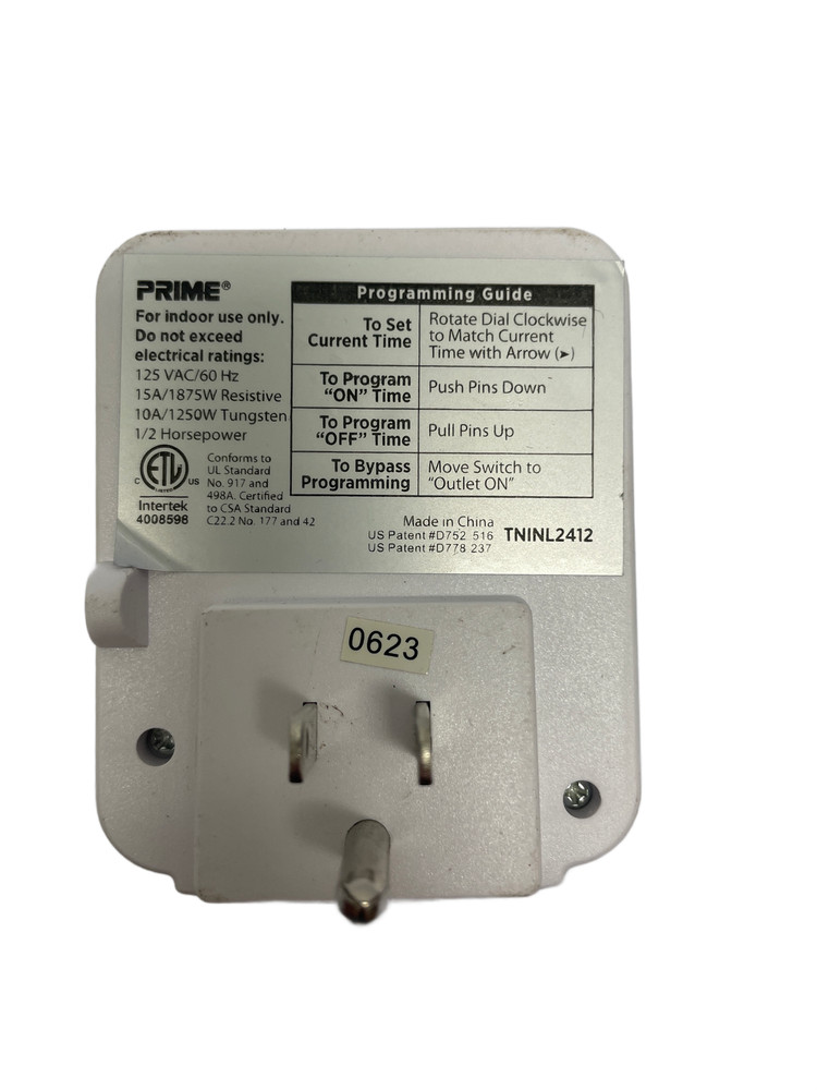 PRIME Indoor 24-Hour Mechanical Programmable Outlet Timer TNINL2412