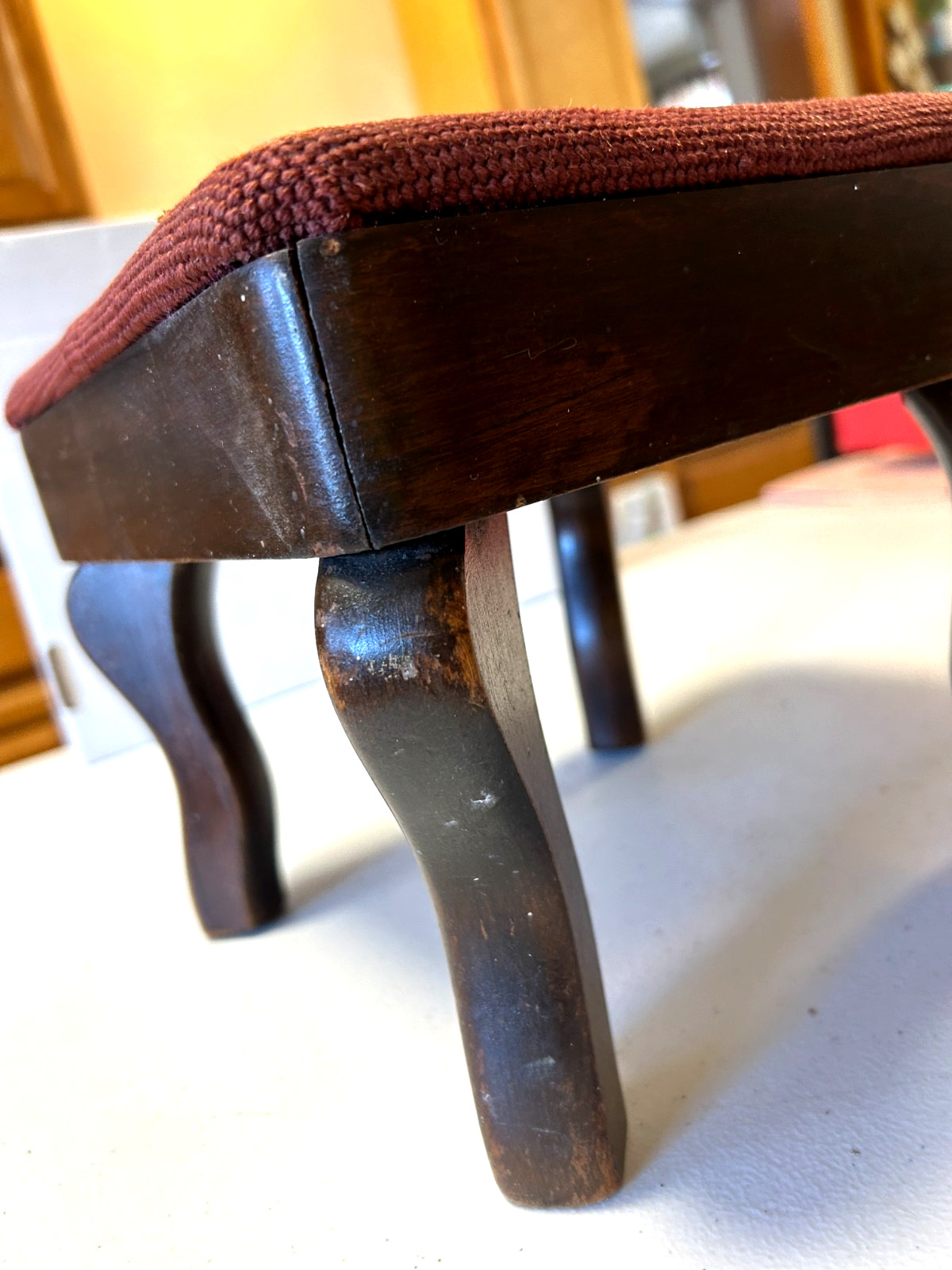 Vintage Footstool Floral Needlepoint Upholstery Victorian Coquette Leg Pad Feet